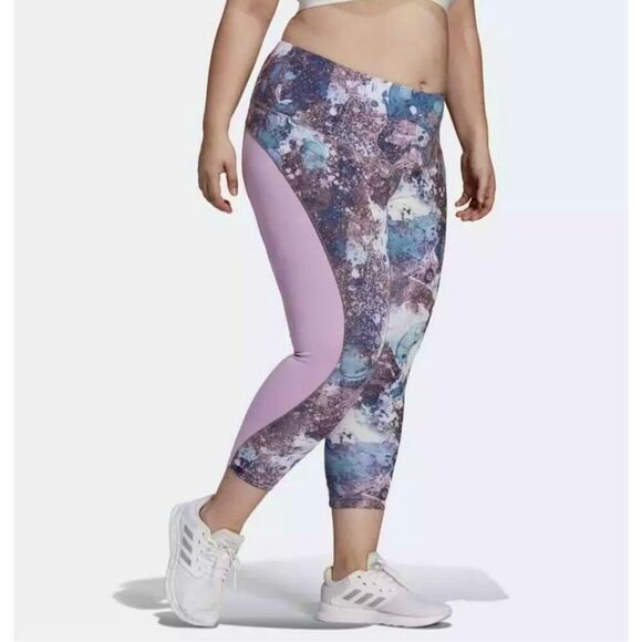 ADIDAS Zoe Saldana AeroREADY 7/8 High-Rise Tight Leggings PLUS 2X - Picture 1 of 10
